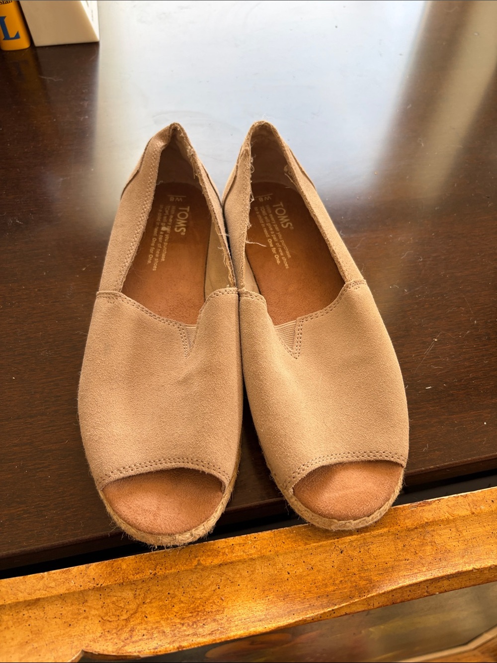 TOMS Tan Peep-Toe Espadrilles